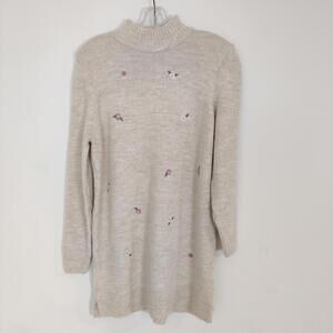 LC Waikiki Women's Floral Embroidered Sweater Tunic Dress